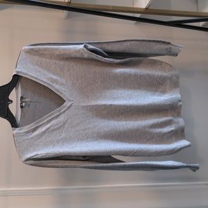 Two- toned Gray V-neck Sweater